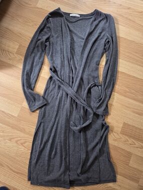 therapy Charcoal Gray Long Wrap Cardigan